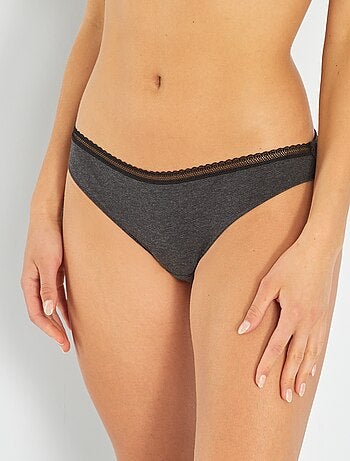Slip in cotone con passamaneria in pizzo