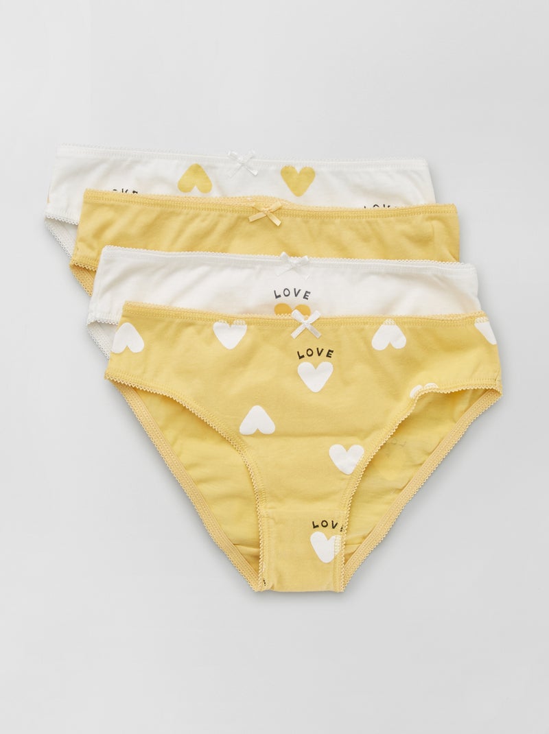 Slip in jersey con fiocco fantasia - Set di 4 BIANCO - Kiabi