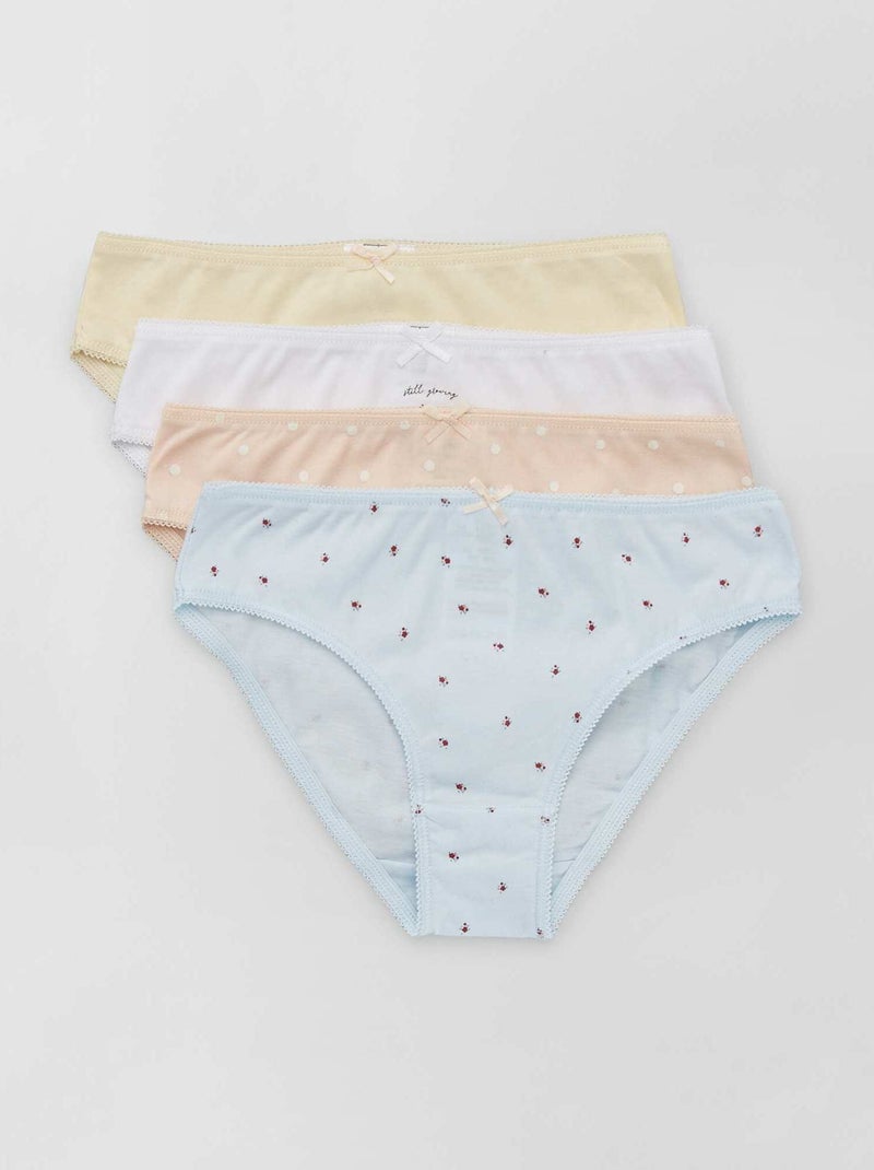 Slip in jersey con fiocco fantasia - Set di 4 BLU - Kiabi
