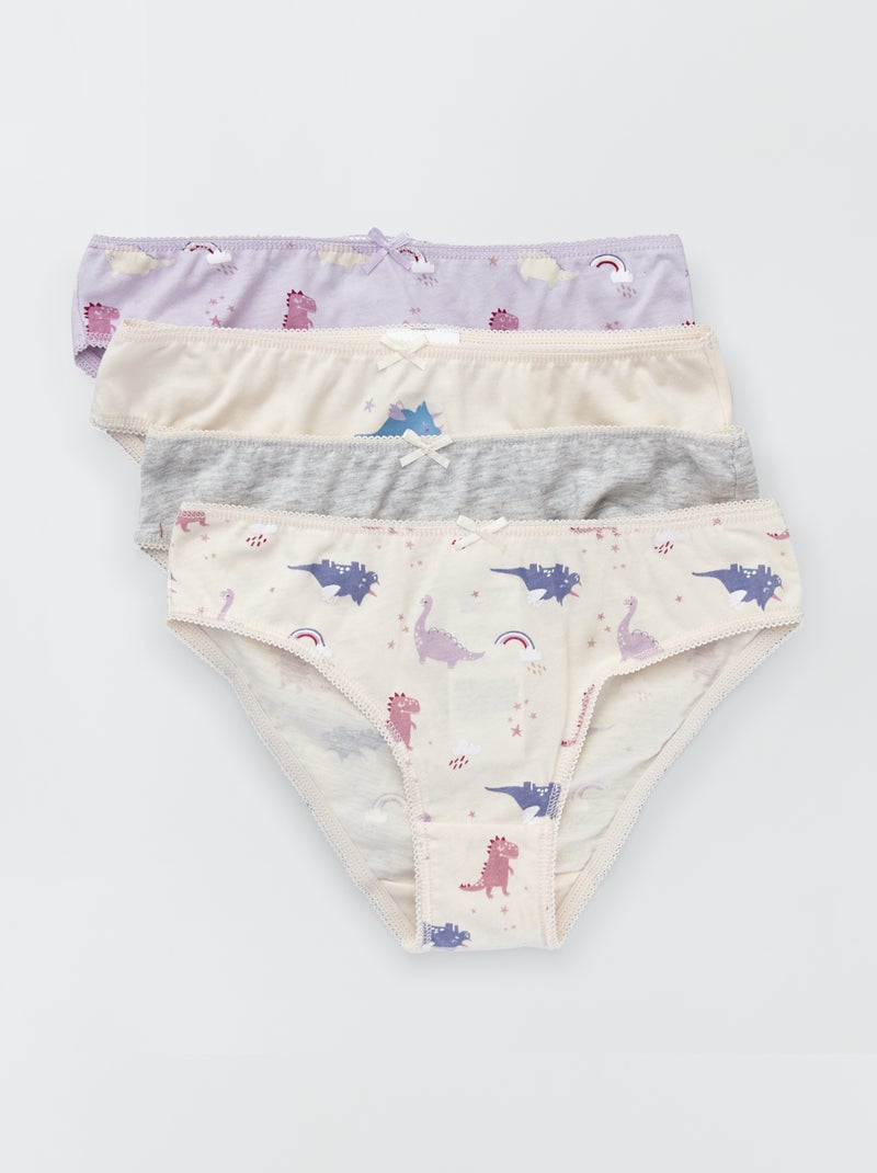 Slip in jersey con fiocco fantasia - Set di 4 dino - Kiabi