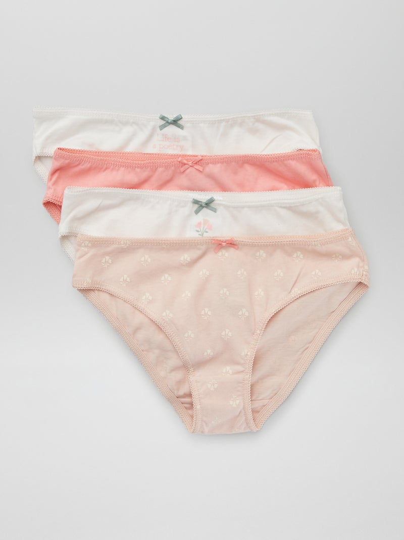 Slip in jersey con fiocco fantasia - Set di 4 ROSA - Kiabi