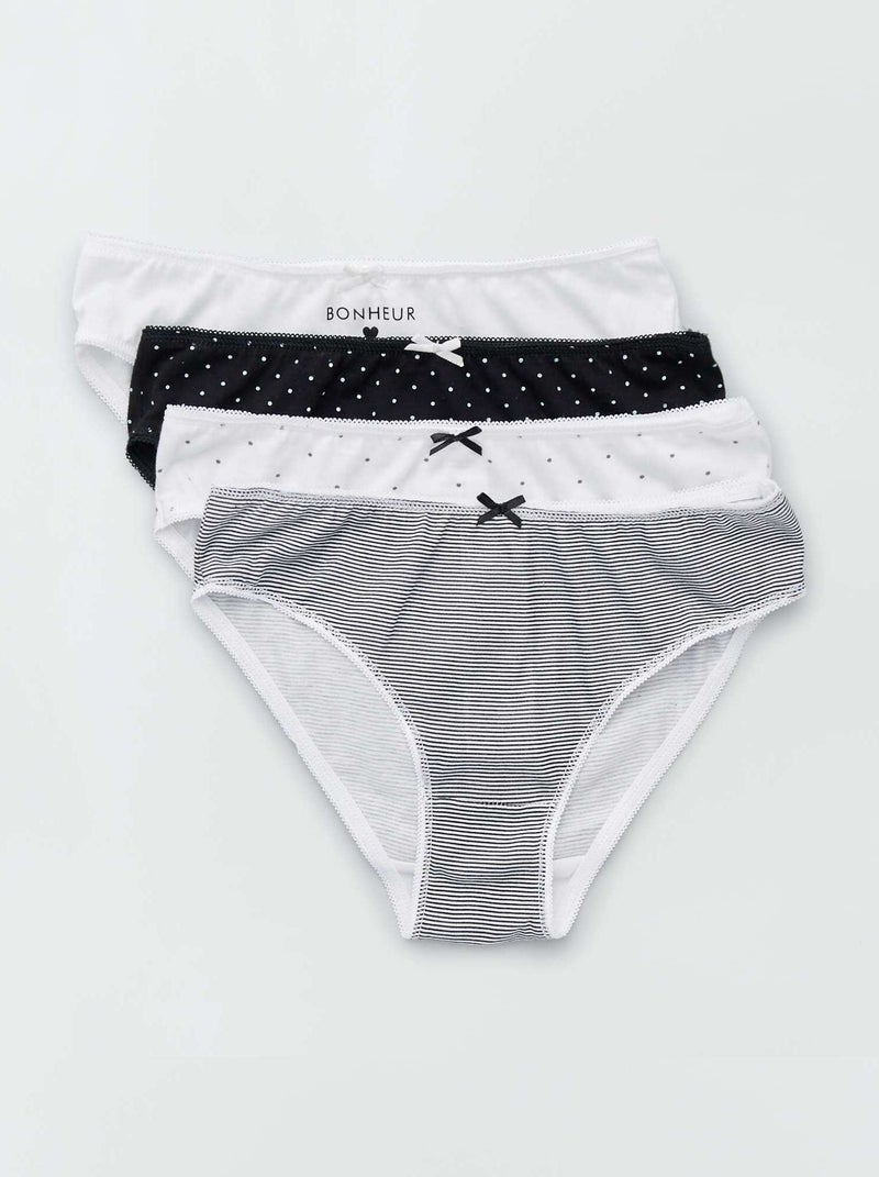 Slip in jersey con fiocco fantasia - Set di 4 stampato nero - Kiabi