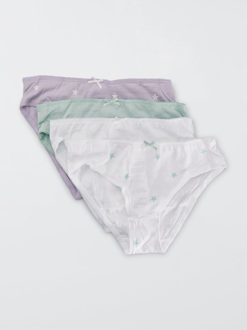 Slip in jersey con fiocco fantasia - Set di 4 VIOLA - Kiabi