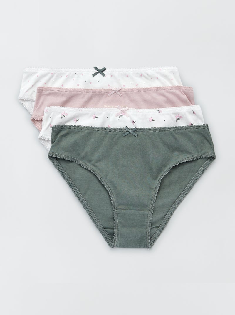 Slip in jersey con fiocco fantasia - Set di 4 VIOLA - Kiabi