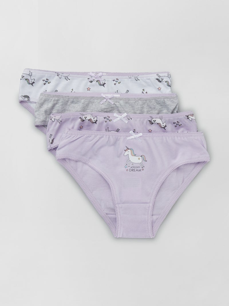 Slip in jersey con fiocco fantasia - Set di 4 VIOLA - Kiabi