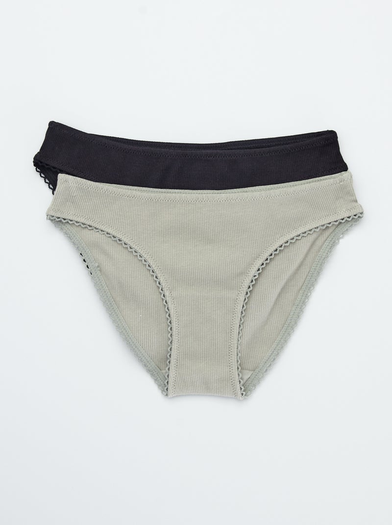 Slip in maglia a coste - Set di 2 NERO - Kiabi