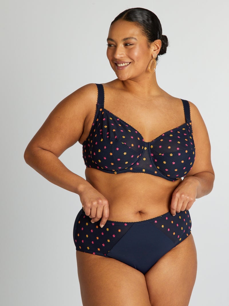 Slip in mesh a fiori blu - Kiabi