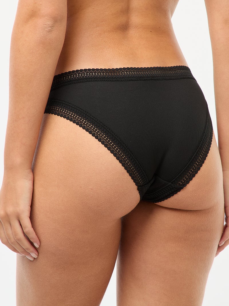 Slip in microfibra a coste Nero - Kiabi