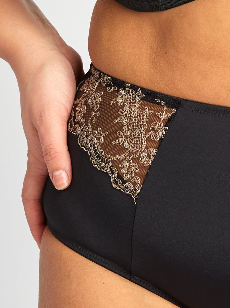 Slip in microfibra con ricami nero - Kiabi