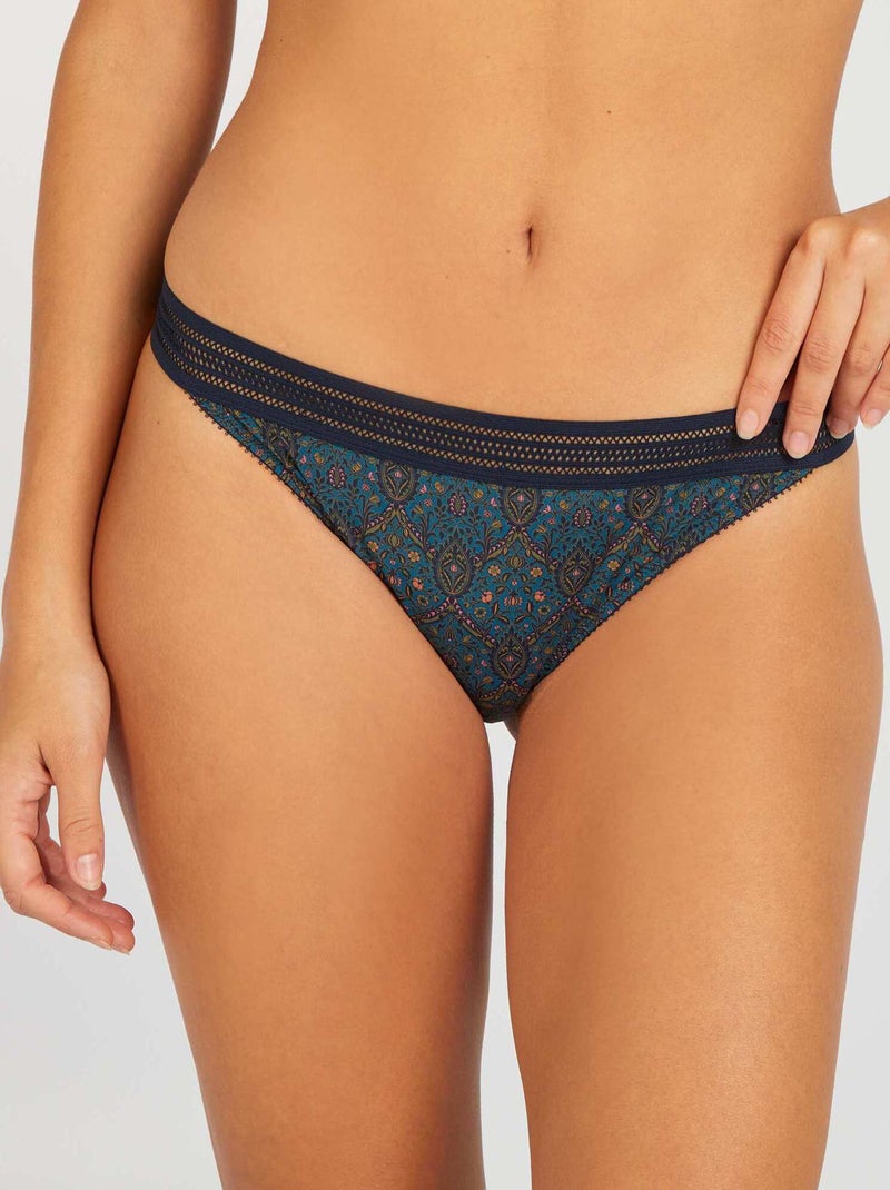 Slip in microfibra e pizzo BLU - Kiabi