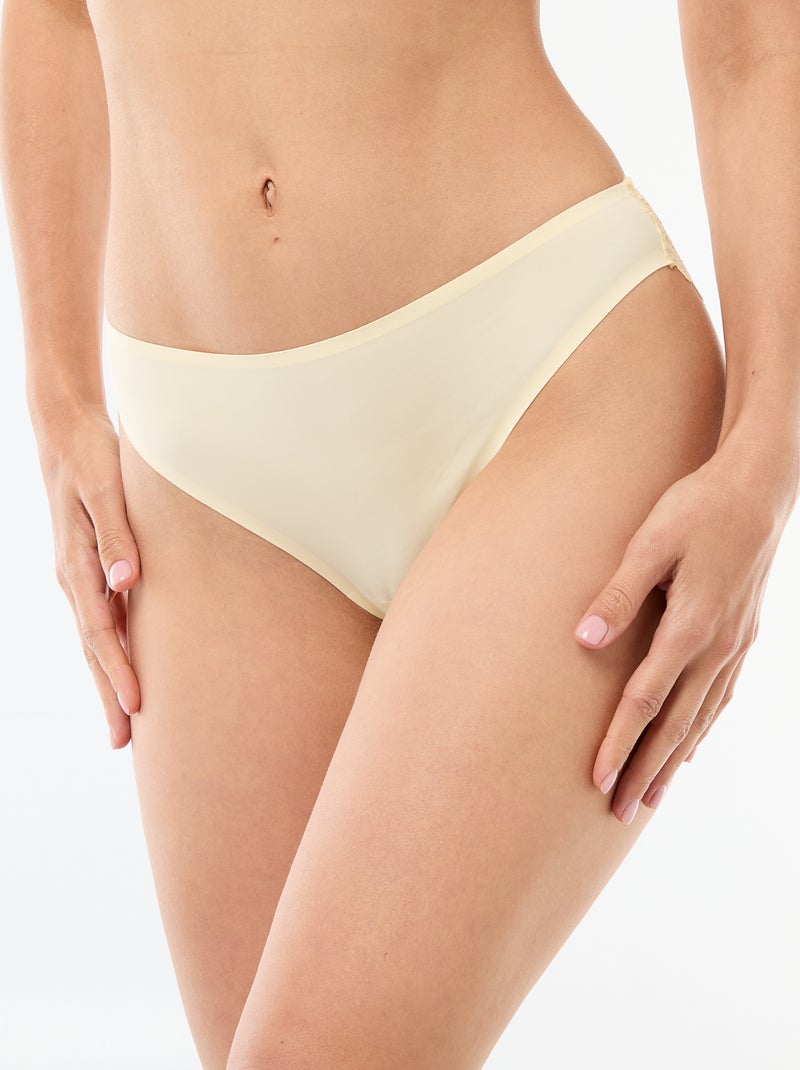 Slip in microfibra e pizzo Giallo - Kiabi