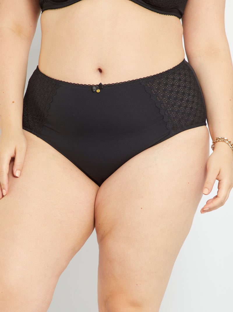 Slip in microfibra e pizzo Nero - Kiabi