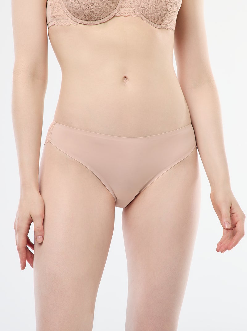 Slip in microfibra e pizzo Rosa - Kiabi