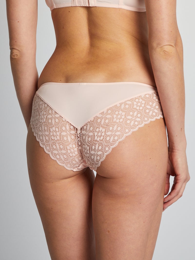 Slip in microfibra e pizzo ROSA - Kiabi