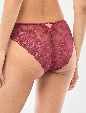 Slip in pizzo a foglia trasparente