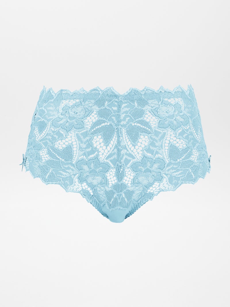 Slip in pizzo e microfibra Arum 'Sans Complexe' BLU - Kiabi