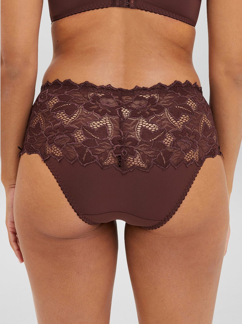 Slip in pizzo e microfibra Arum 'Sans Complexe' MARRONE - Kiabi