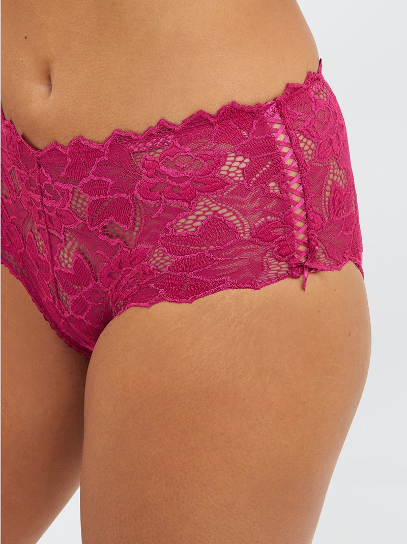 Slip in pizzo e microfibra Arum 'Sans Complexe' ROSSO - Kiabi