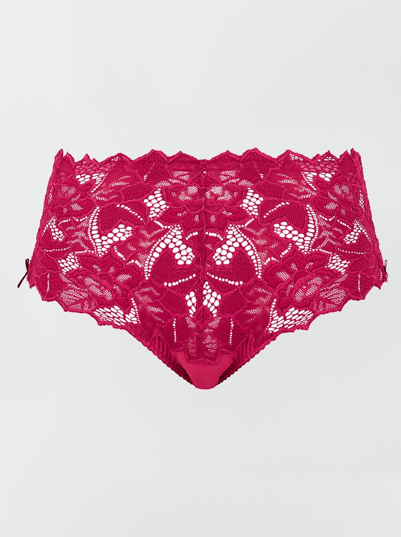 Slip in pizzo e microfibra Arum 'Sans Complexe' ROSSO - Kiabi