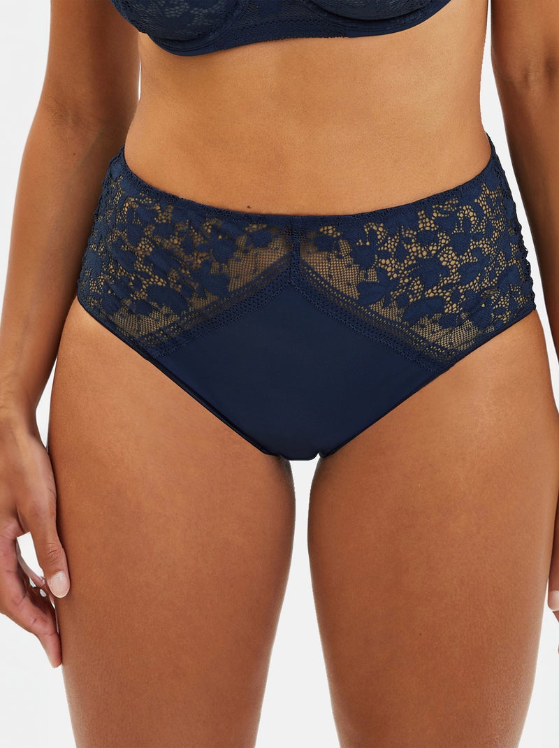 Slip in pizzo e microfibra 'Sans Complexe' BLU - Kiabi