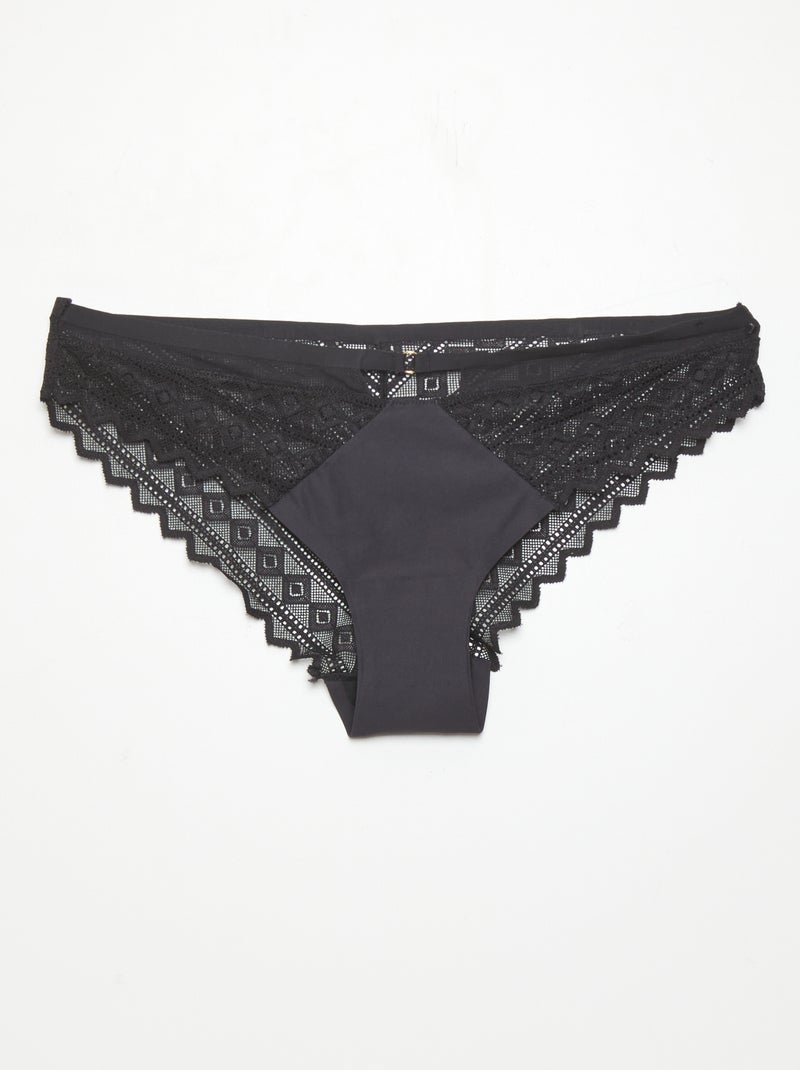 Slip in pizzo 'Envie de Lingerie' nero - Kiabi