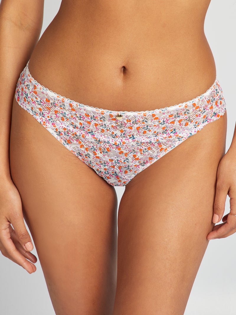 Slip in pizzo floreale BIANCO - Kiabi