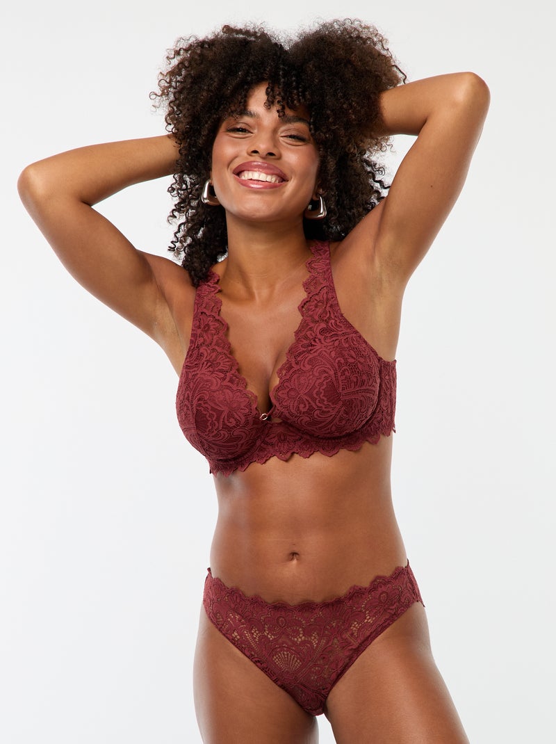 Slip in pizzo traforato con gioiello fantasia Rosso - Kiabi