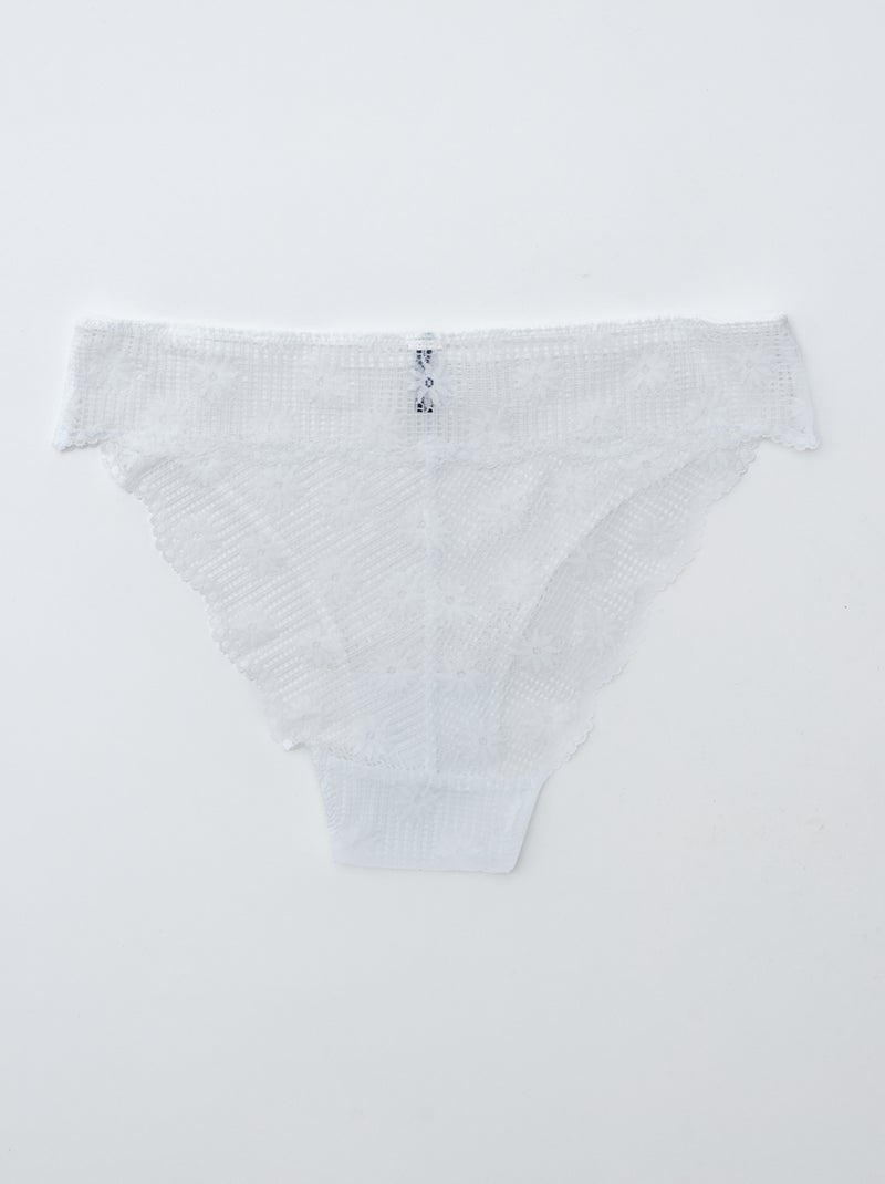 Slip in pizzo traforato floreale bianco - Kiabi