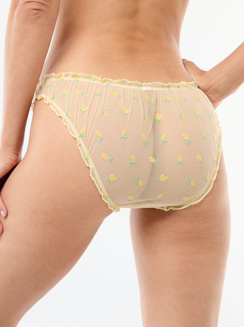 Slip in tulle con limoni ricamati Giallo - Kiabi