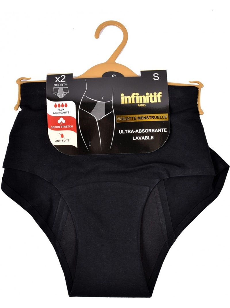 Slip Mestruale INFINITIF - Confezione da 2 Nero - Kiabi