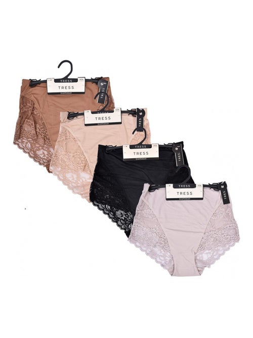 Slip Microfibra TRESS Pizzo - Confezione da 4 - Kiabi