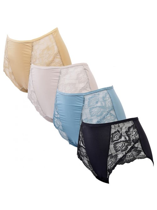 Slip Microfibra TRESS Pizzo - Confezione da 4 - Kiabi