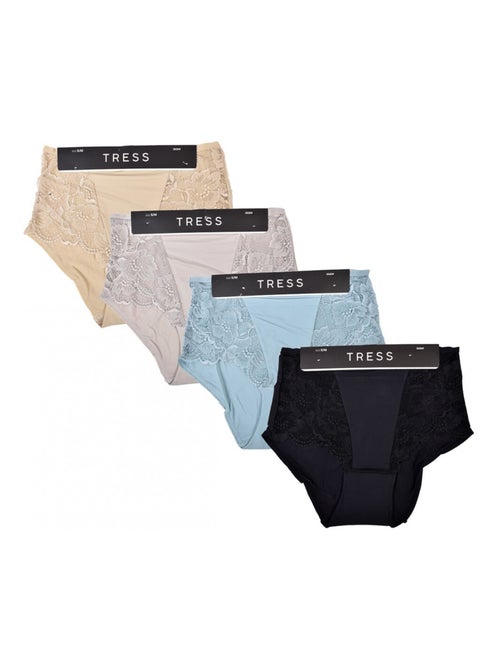 Slip Microfibra TRESS Pizzo - Confezione da 4 - Kiabi