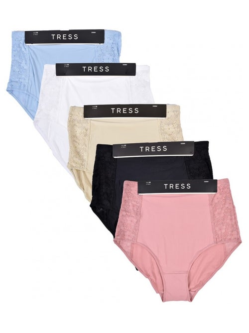 Slip Microfibra TRESS Pizzo - Confezione da 5 - Kiabi