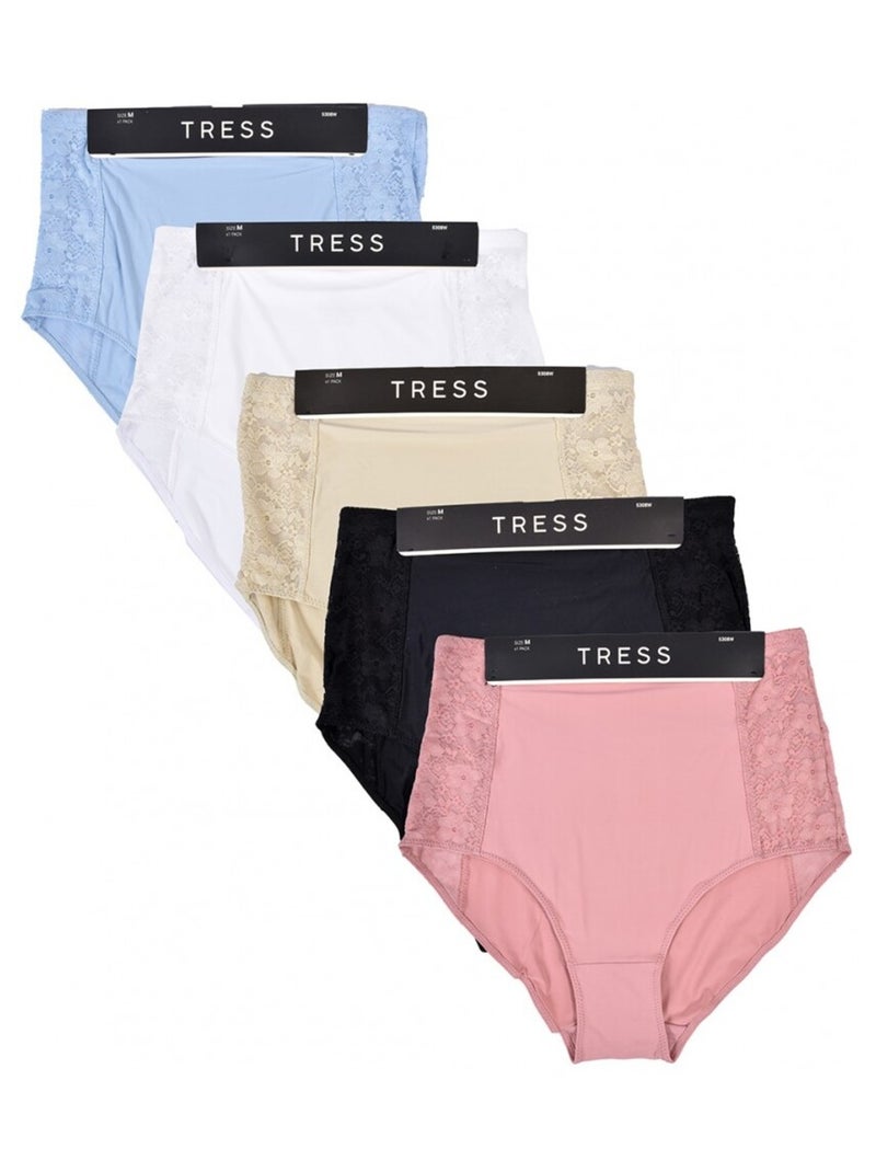Slip Microfibra TRESS Pizzo - Confezione da 5 Blu Multicolore Nero - Kiabi