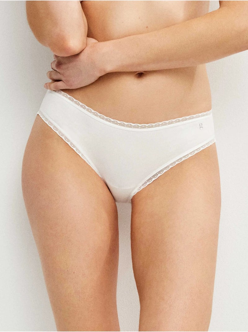 Slip midi con gallone di plumetti Bianco - Kiabi