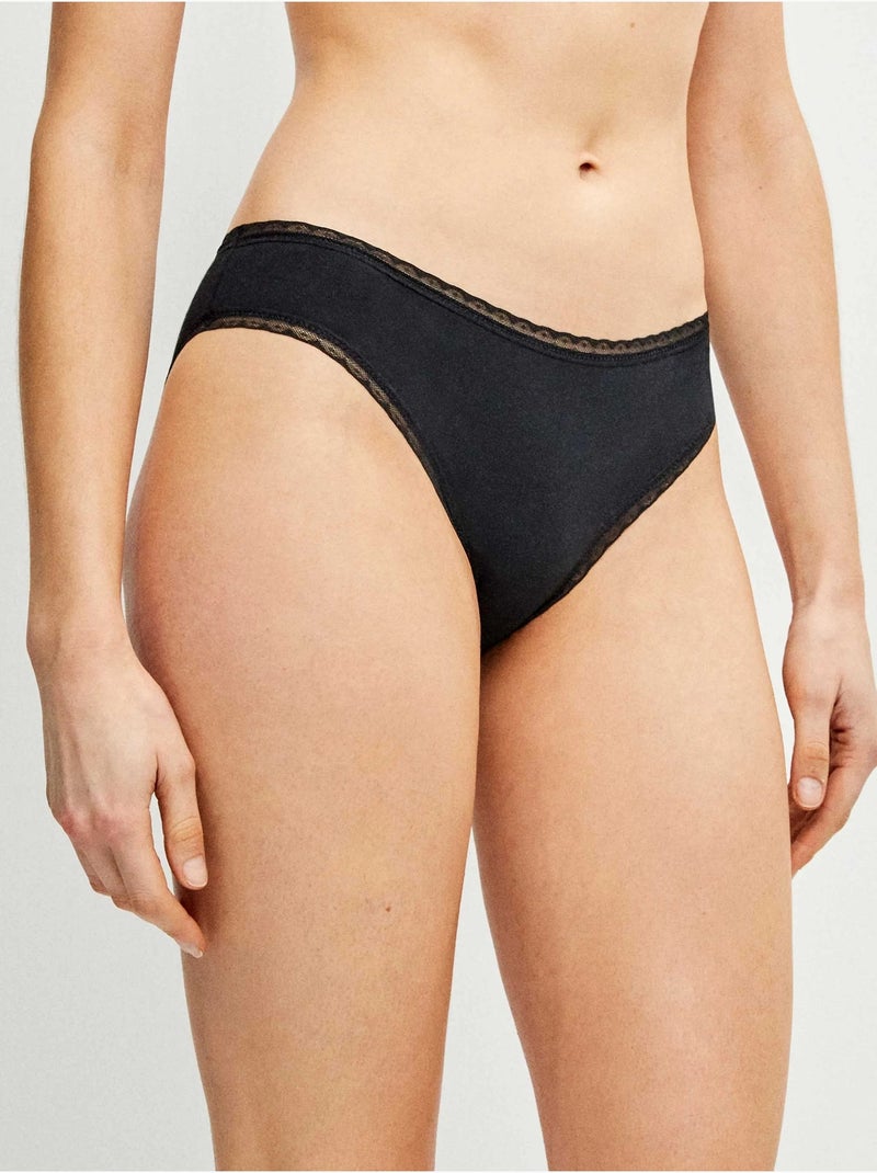 Slip midi con gallone di plumetti Nero - Kiabi