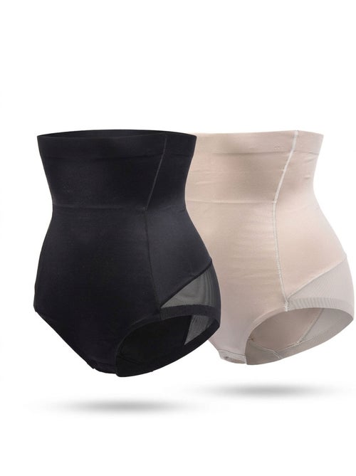 Slip Modellante Donna Taglia Alta Confezione 2 Nero Carne - Kiabi Slip Modellante Donna Taglia Alta Confezione 2 Nero Carne - Kiabi