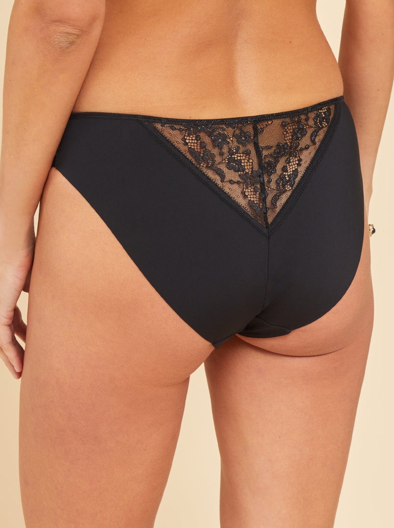 Slip senza cuciture con pizzo NERO - Kiabi
