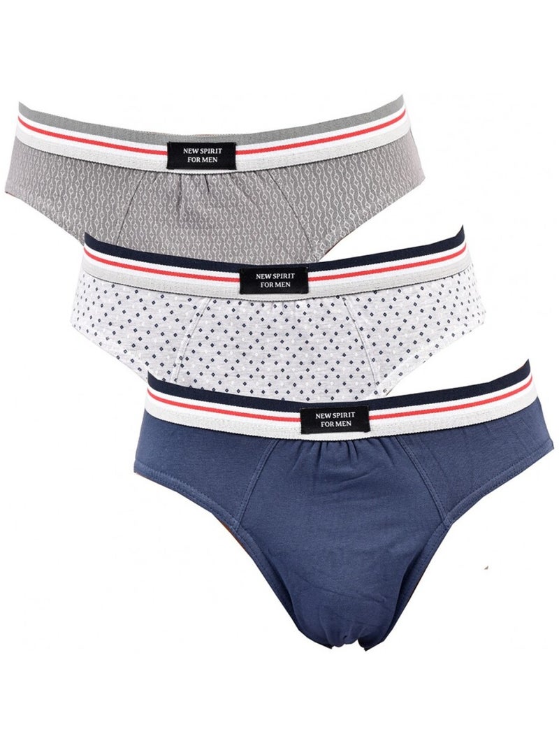 Slip Uomo TRESS COTONE - Confezione da 3 Grigio grigio blu - Kiabi