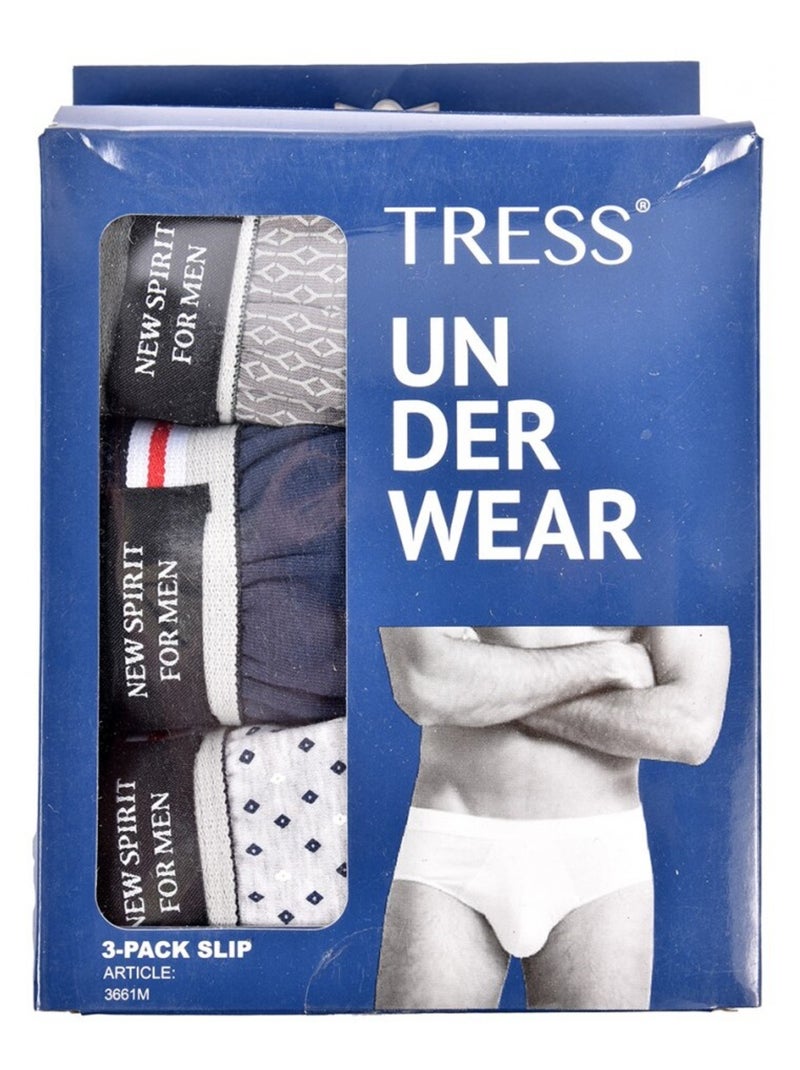 Slip Uomo TRESS COTONE - Confezione da 3 Grigio grigio blu - Kiabi