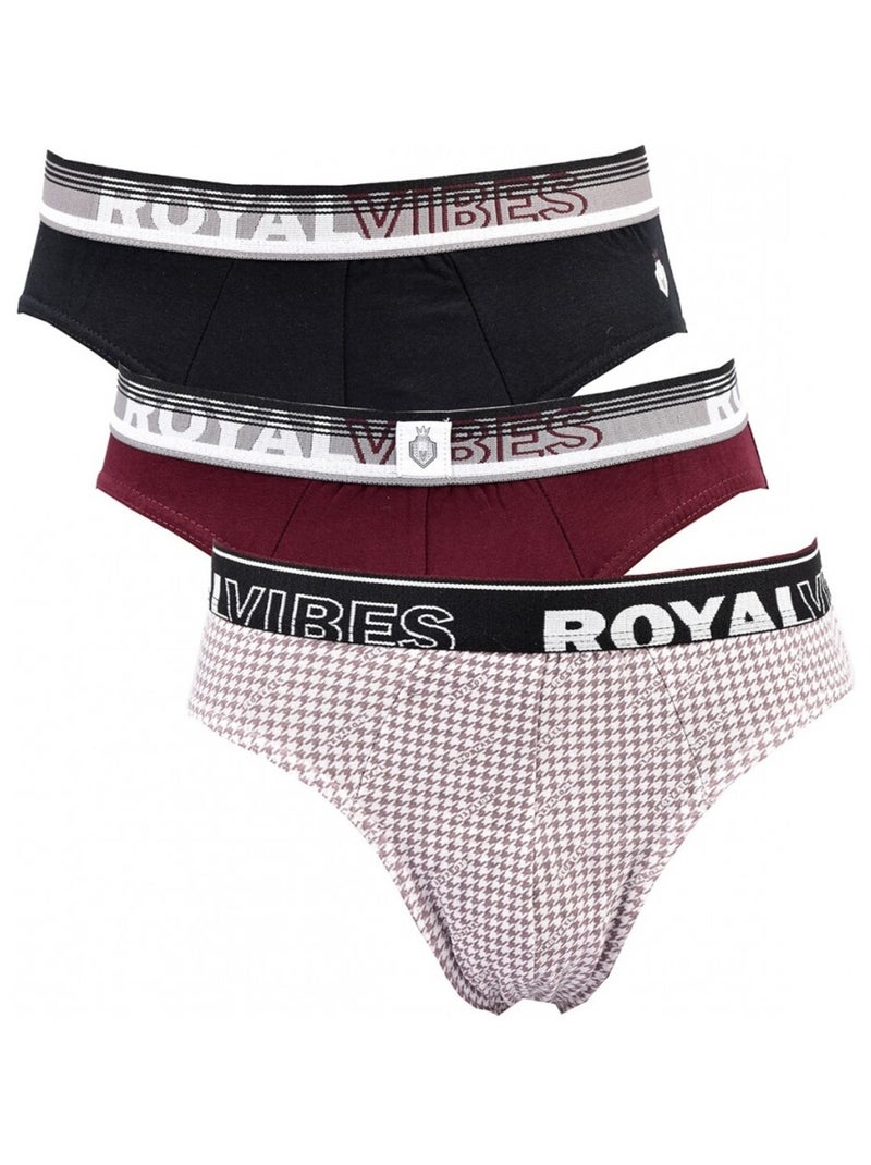 Slip Uomo TRESS COTONE - Confezione da 3 Nero Bordeaux Grigio - Kiabi