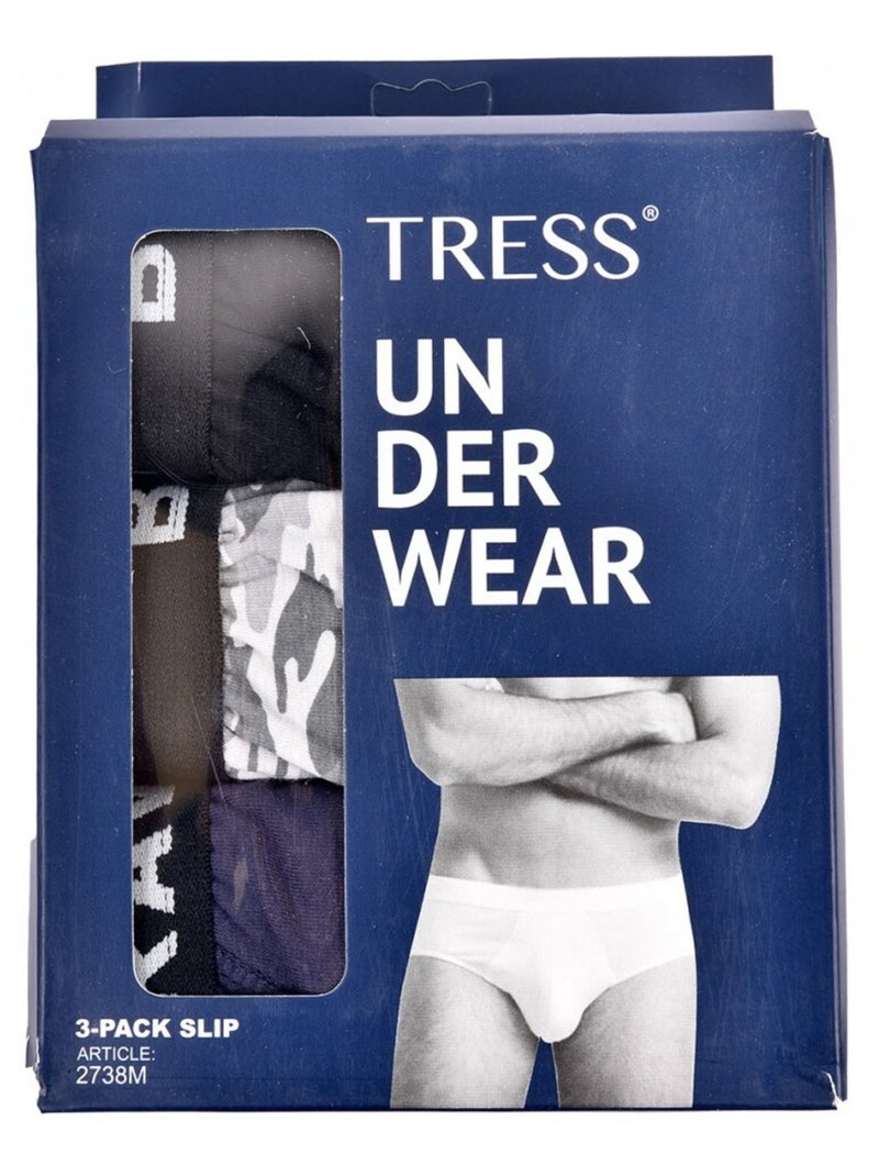 Slip Uomo TRESS COTONE - Confezione da 3 Nero Multicolore Blu - Kiabi