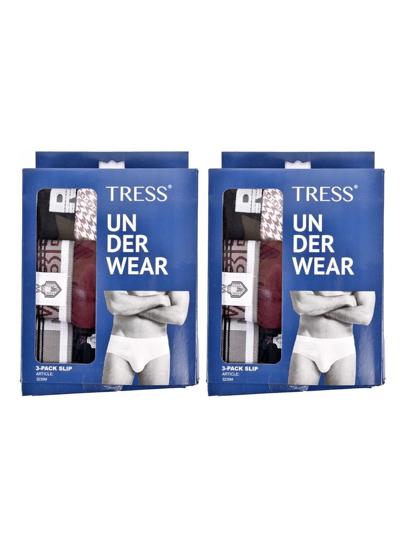 Slip Uomo TRESS Cotone - Confezione da 6 Nero Bordeaux Grigio - Kiabi