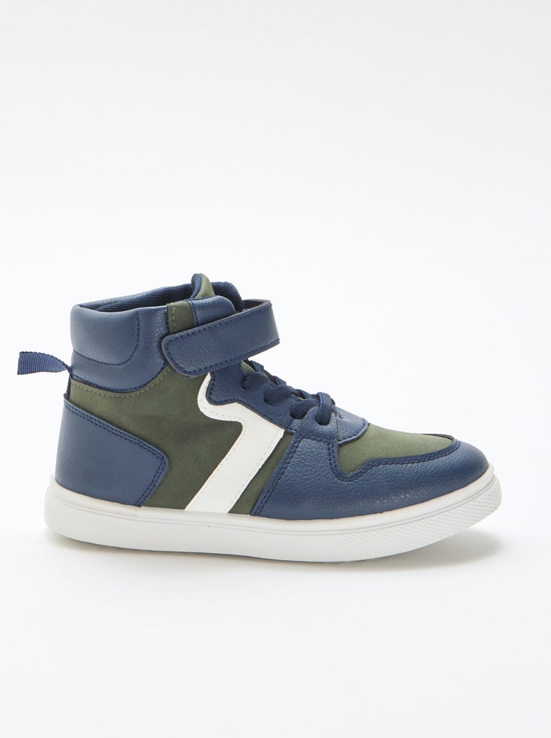 Sneaker alta con velcro in similpelle Kaki - Kiabi
