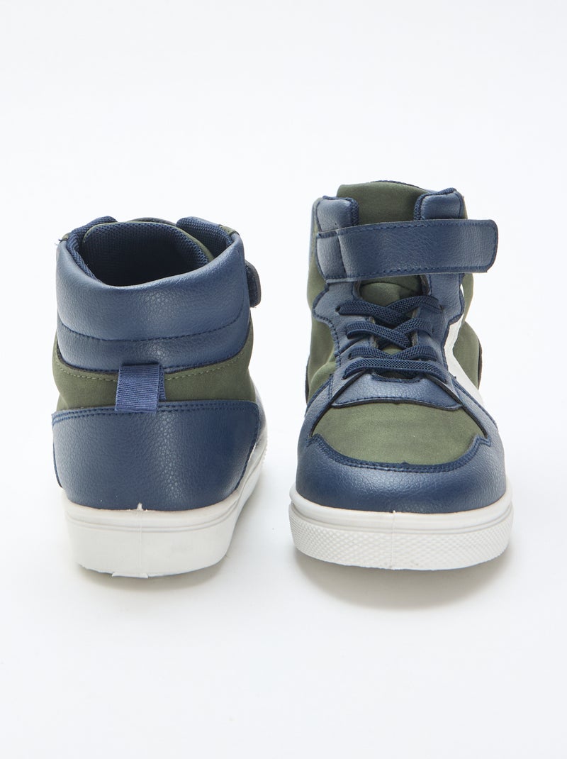 Sneaker alta con velcro in similpelle Kaki - Kiabi