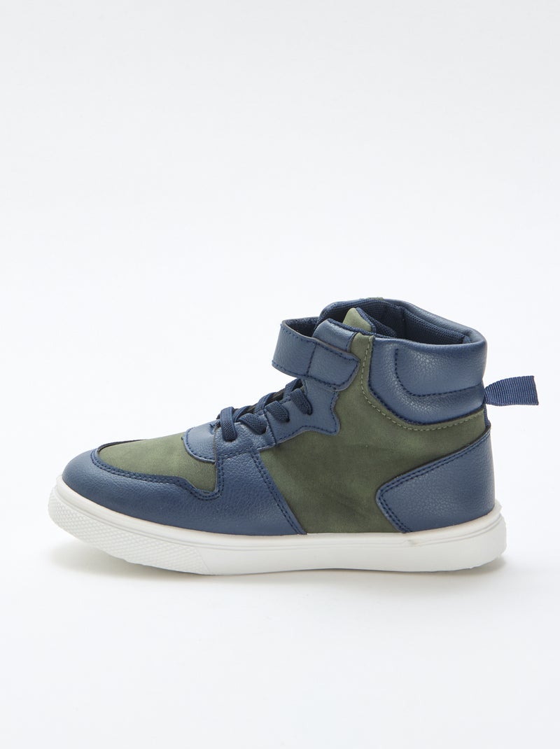 Sneaker alta con velcro in similpelle Kaki - Kiabi
