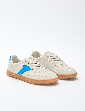 Sneaker basse in suede con inserto a contrasto