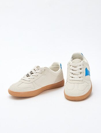 Sneaker basse in suede con inserto a contrasto