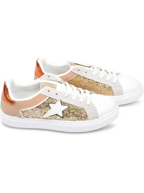 Sneaker Donna Glitter Stella Piattaforma Argento Oro OZABI - Kiabi Sneaker Donna Glitter Stella Piattaforma Argento Oro OZABI - Kiabi